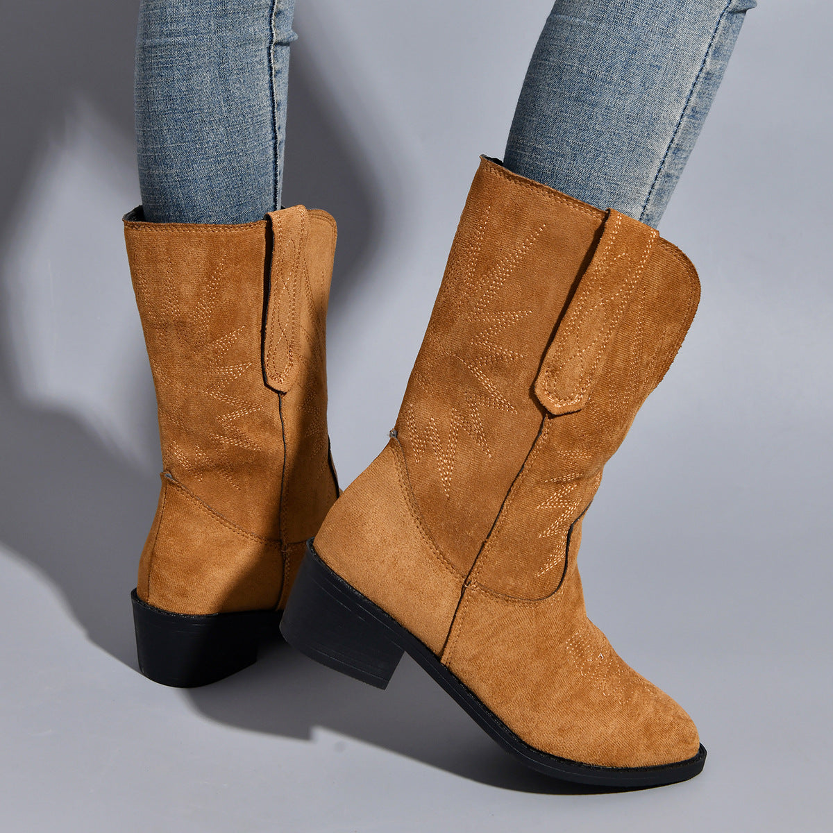 Point Toe Block Heel Boots-Jewearrings