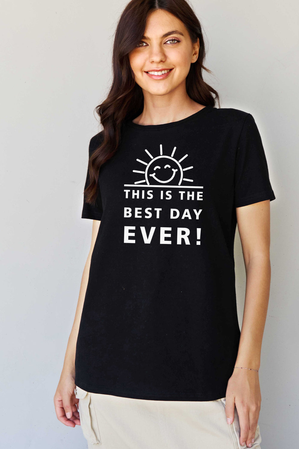 Simply Love Full Size THIS IS THE BEST DAY EVER! Graphic Cotton T-Shirt-Jewearrings