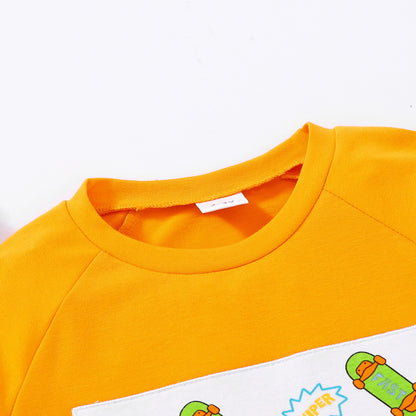 Kids Graphic Raglan Sleeve Tee and Shorts Set-Jewearrings