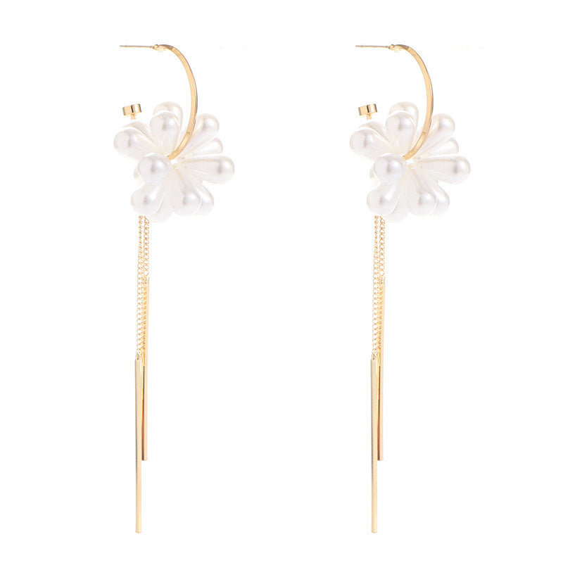 Temperament Light Luxury Forest Pearl Tassel Earrings-Jewearrings