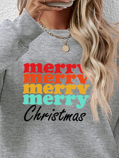 MERRY CHRISTMAS Graphic Long Sleeve Sweatshirt-Jewearrings