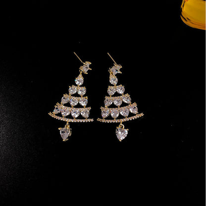 Women's High-quality Silver Needle Christmas Tree Earrings-Jewearrings