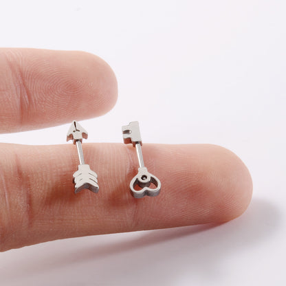 Stainless Steel Cross Arrow Love Earrings-Jewearrings