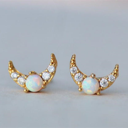 Moon Opal Stud Earrings Fashion Trend-Jewearrings