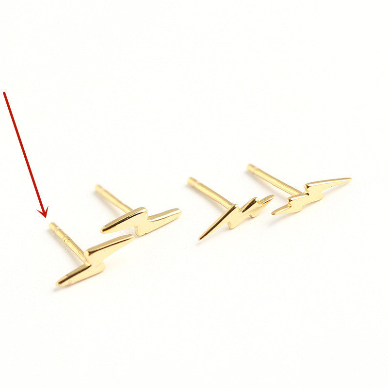 S925 Sterling Silver Lightning Stud Earrings Japanese And Korean Minimalist-Jewearrings