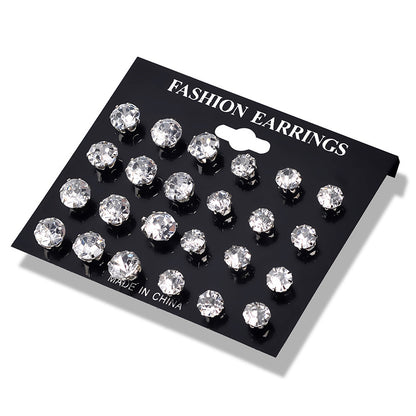 Fashion And Popular Crystal Zircon Stud Earrings Set-Jewearrings