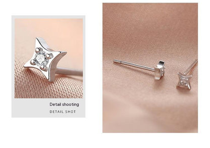 Sterling Silver Star Stud Earrings Women-Jewearrings