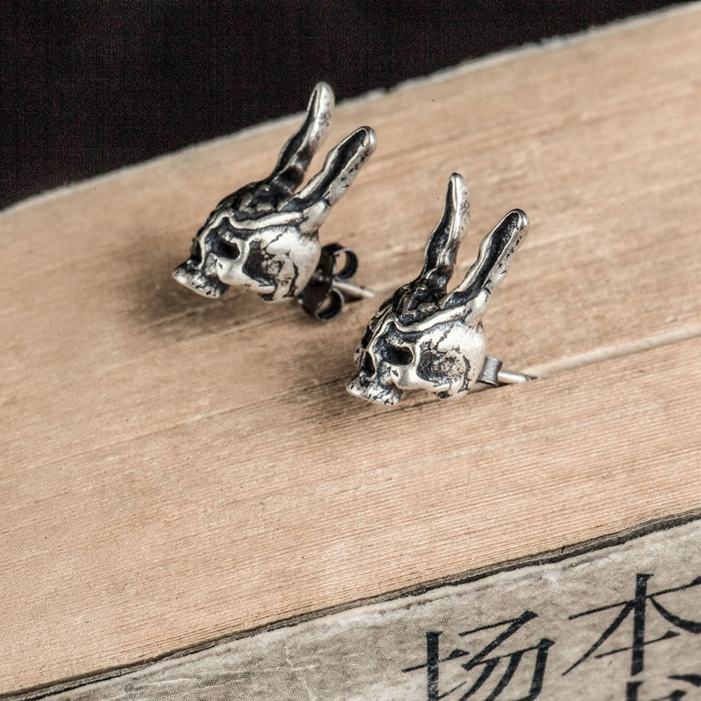 S925 Sterling Silver Non-mainstream Rabbit Stud Earrings-Jewearrings