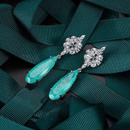 Exquisitely Inlaid Emerald Drop Earrings-Jewearrings