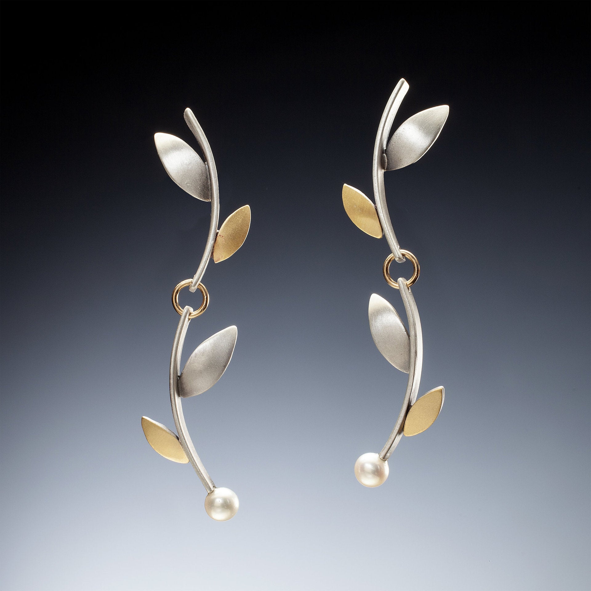 Retro 925 Silver Color Separation Leaf Pearl Earrings-Jewearrings