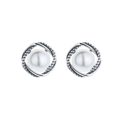 S925 Sterling Silver Light Luxury French Classic Style Stud Earrings-Jewearrings