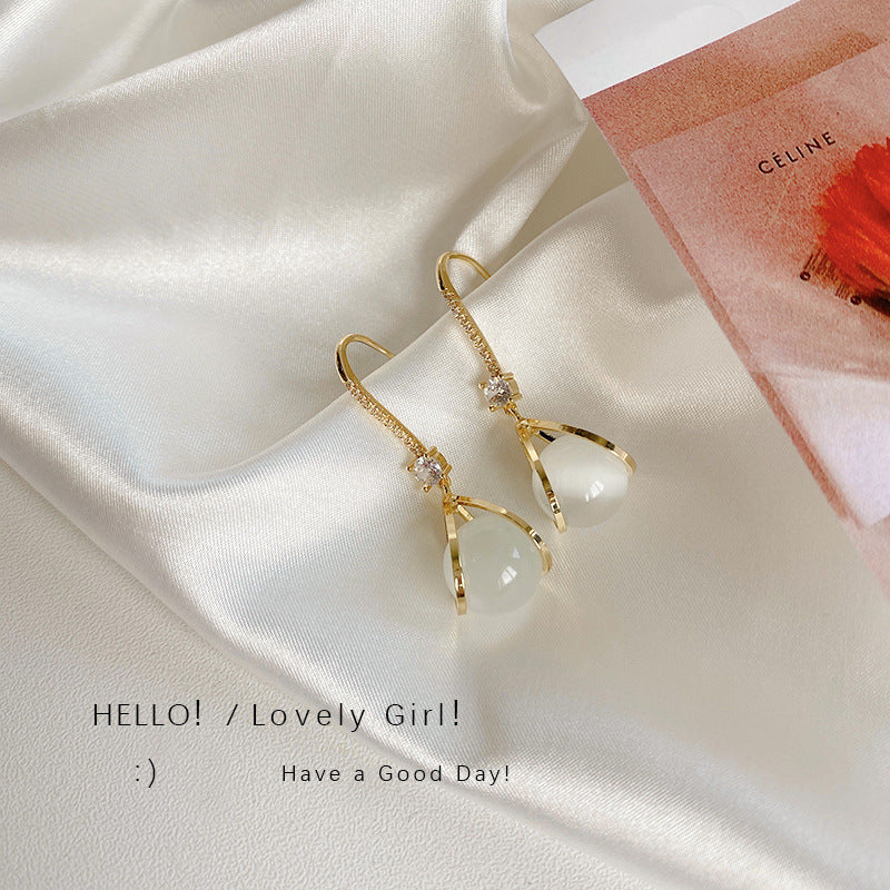 Korean Fashion Sense Opal Earrings Drop Earrings-Jewearrings