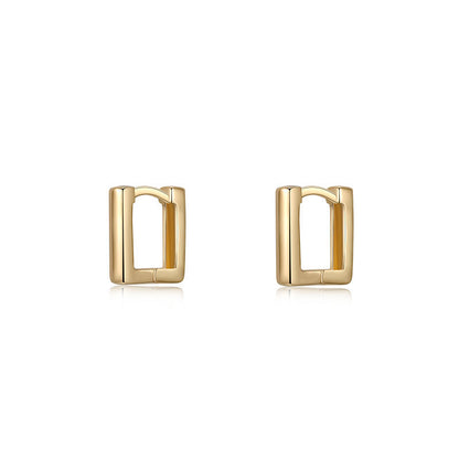 Sterling Silver Needle Geometric Square Ear Clip Earrings-Jewearrings