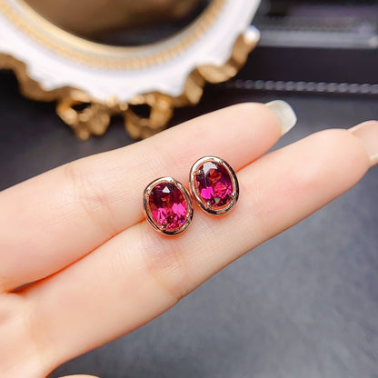 Women's S925 Silver Natural Stone Stud Earrings-Jewearrings