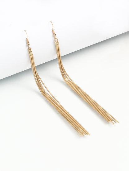 Women's Filament Gold Vintage Double Layer Metal Tassel Earrings-Jewearrings