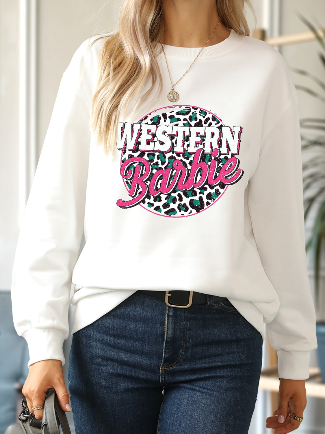 WESTERN BARBIE Round Neck Sweatshirt-Jewearrings