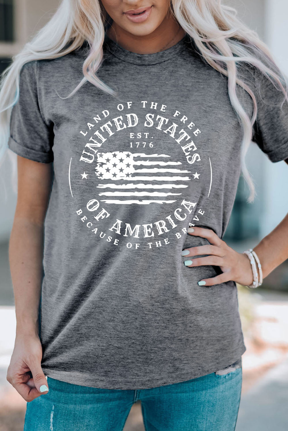 US Flag Graphic Short Sleeve Tee-Jewearrings