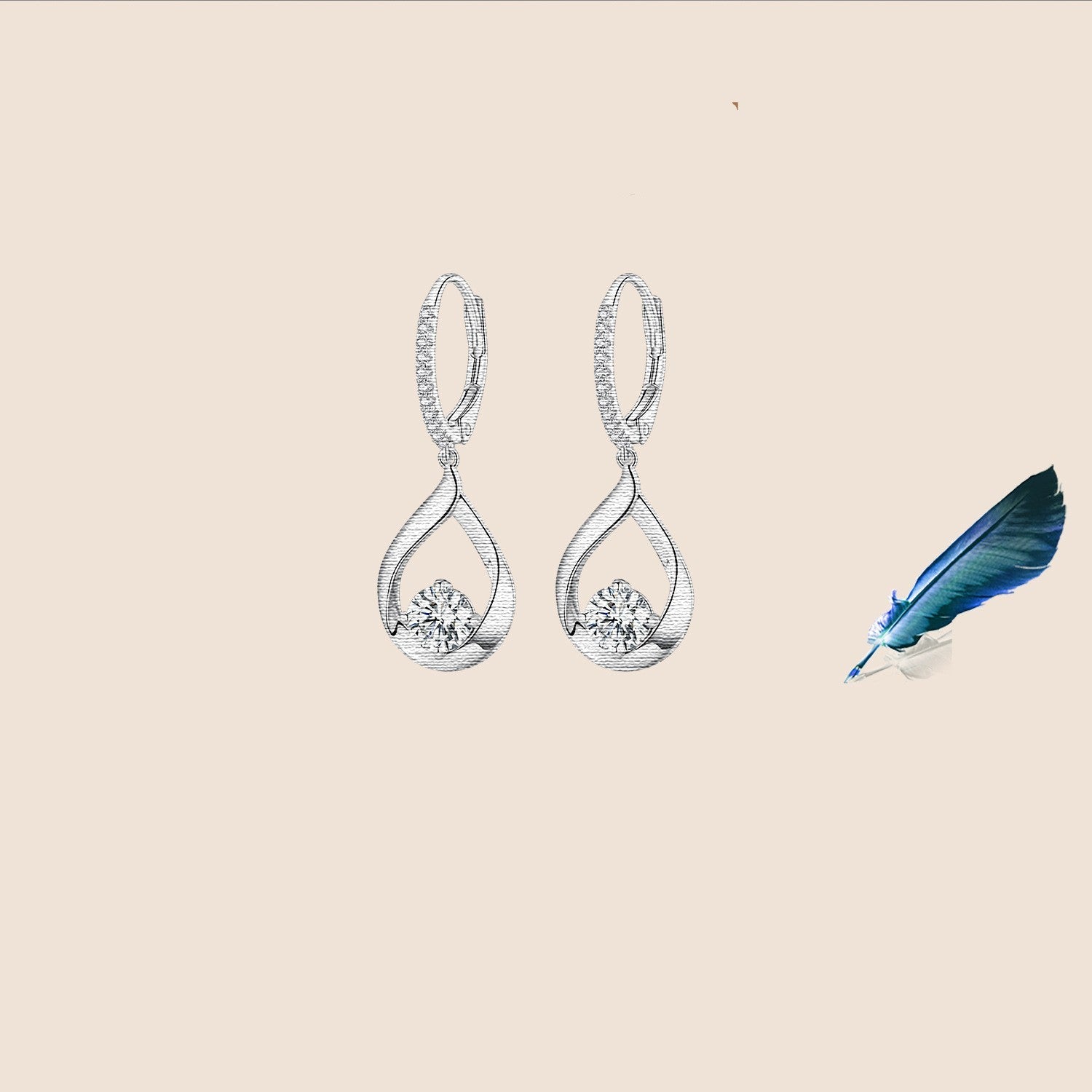 Platinum Light Luxury Water Drop Moissanite Earrings-Jewearrings