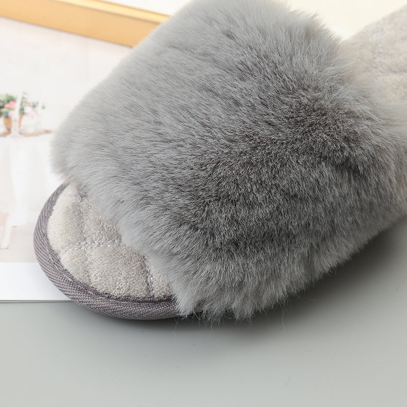 Faux Fur Open Toe Slippers-Jewearrings