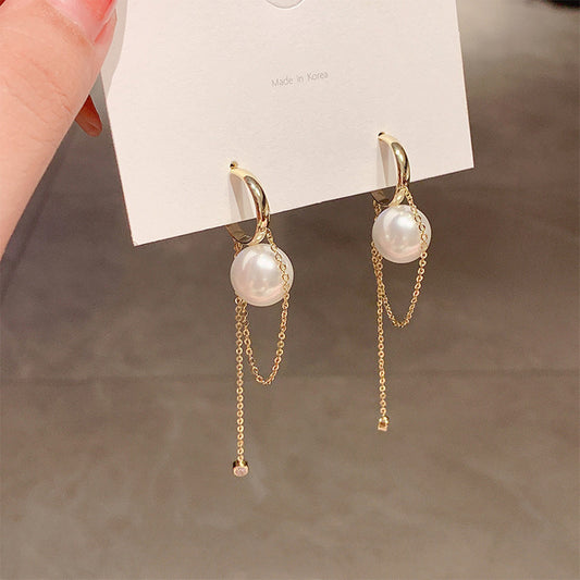 Women's Light Luxury Pearl Tassel Earrings-Jewearrings