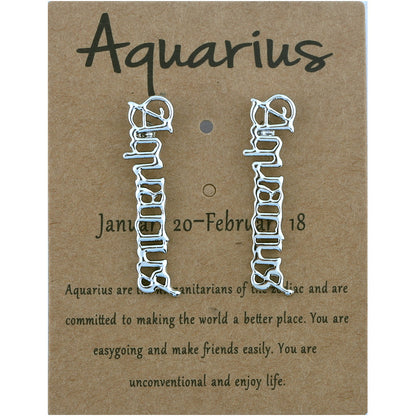 Twelve Constellation English Vintage Alphabet Stud Earrings-Jewearrings