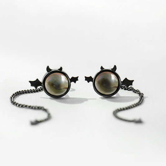 Female Devil 925 Sterling Silver Stud Earrings Mini-Jewearrings