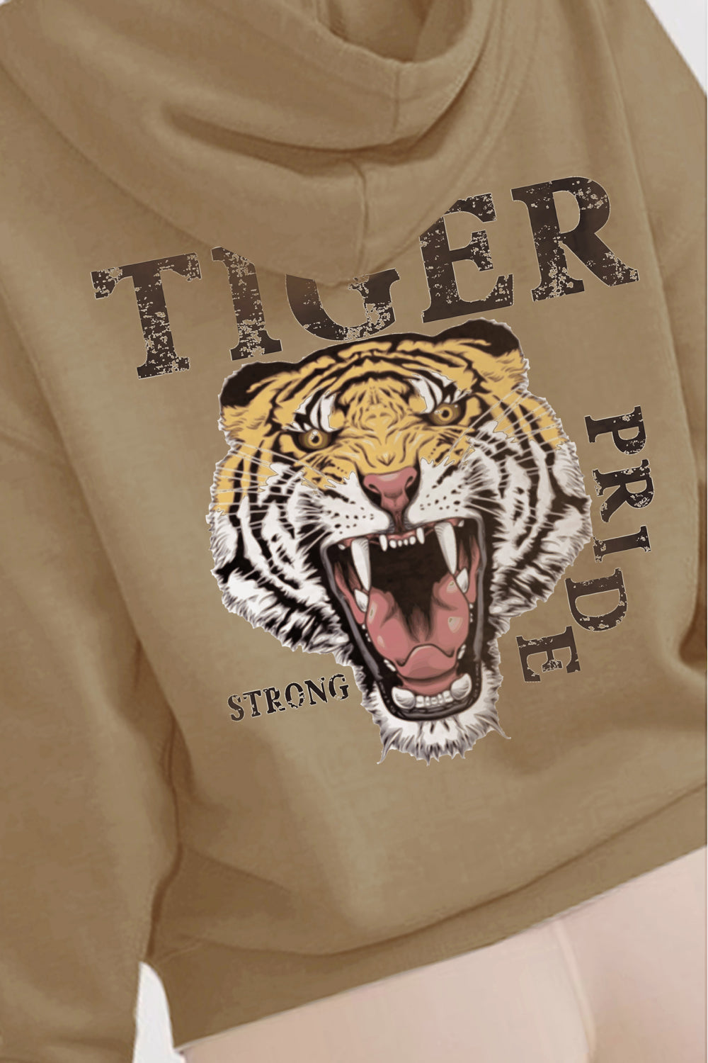 Simply Love Full Size TIGER STRONG PRIDE Graphic Hoodie-Jewearrings