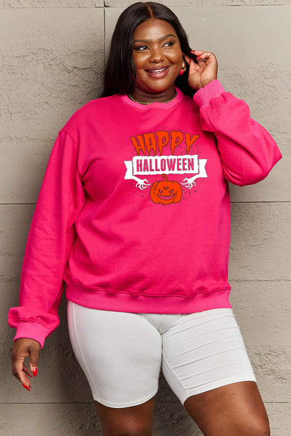 Simply Love Full Size HAPPY HALLOWEEN Graphic Sweatshirt-Jewearrings