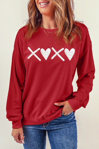 Heart Graphic Round Neck Dropped Shoulder Sweatshirt-Jewearrings