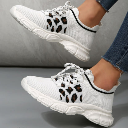 Tied Leopard Round Toe Sneakers-Jewearrings