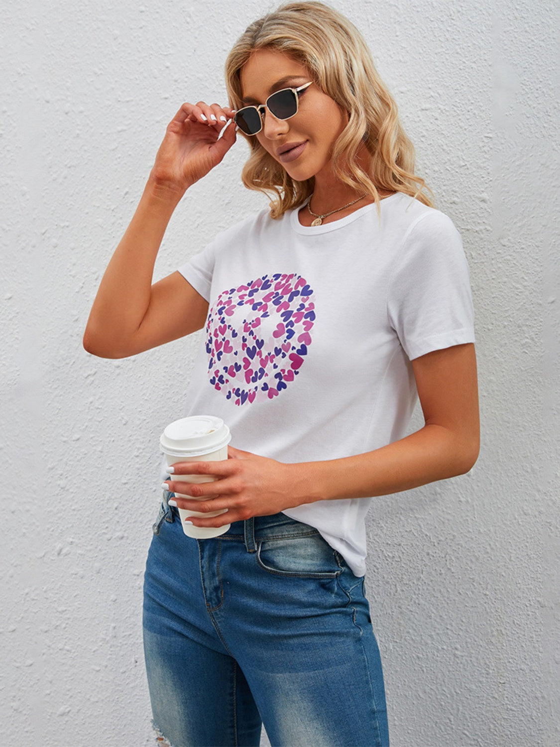 Graphic Round Neck Short Sleeve T-Shirt-Jewearrings