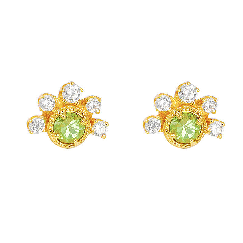 S925 Silver Plated 14K Gold Olivine Earrings-Jewearrings