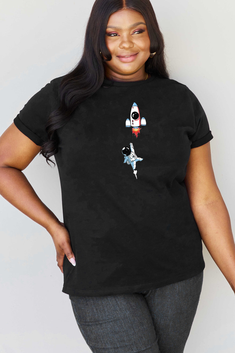 Simply Love Full Size Astronaut Graphic Cotton T-Shirt-Jewearrings