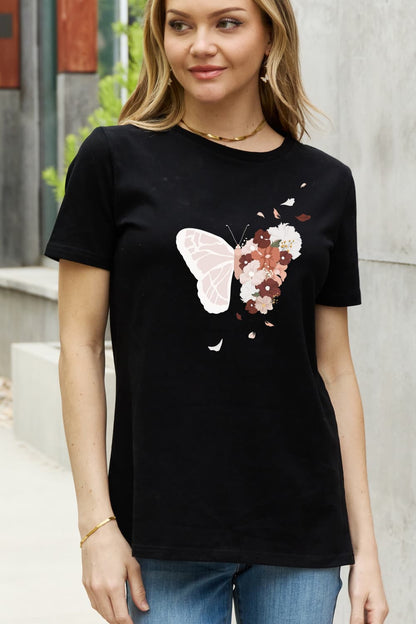 Simply Love Full Size Butterfly Graphic Cotton Tee-Jewearrings