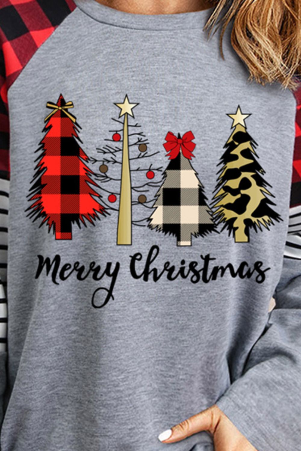 MERRY CHRISTMAS Graphic Round Neck Long Sleeve T-Shirt-Jewearrings