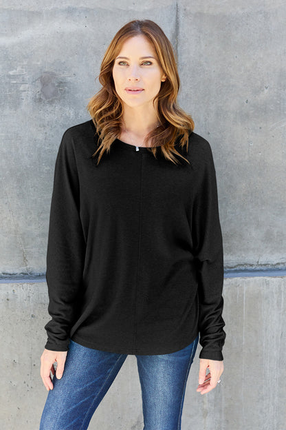 Double Take Full Size Round Neck Long Sleeve T-Shirt-Jewearrings