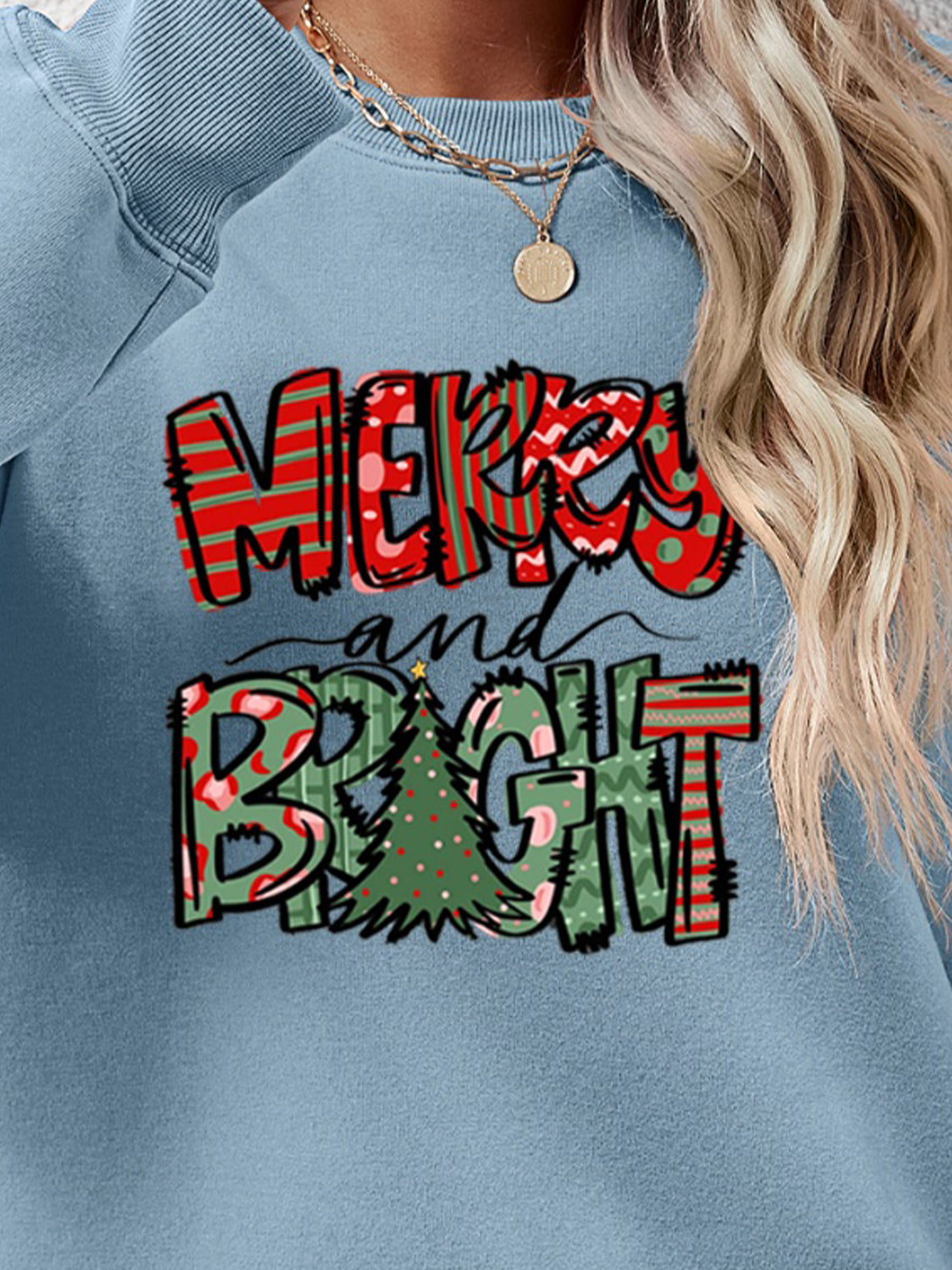 MERRY AND BRIGHT Long Sleeve Sweatshirt-Jewearrings