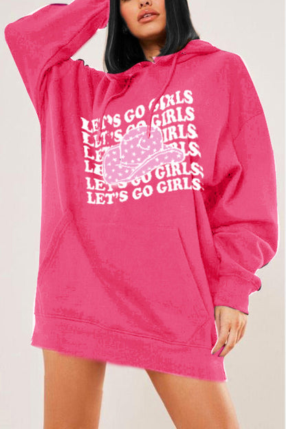 Simply Love Simply Love Full Size LET’S GO GIRLS Graphic Dropped Shoulder Hoodie-Jewearrings