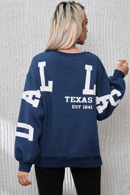 Letter Graphic Round Neck Dropped Shoulder Sweatshirt-Jewearrings