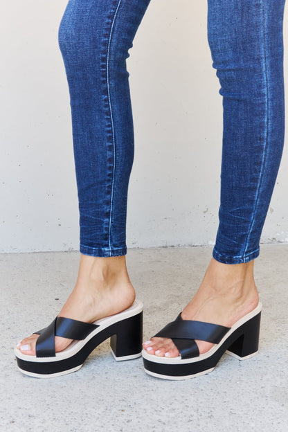 Weeboo Cherish The Moments Contrast Platform Sandals in Black-Jewearrings