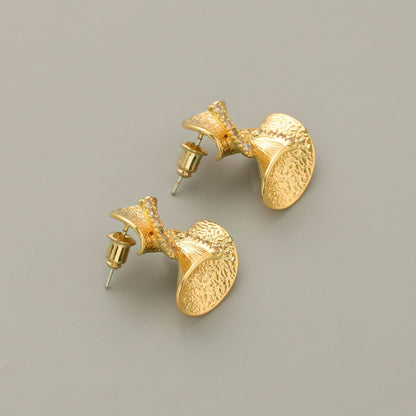 French Retro Dance Dress Shaped Copper Stud Earrings-Jewearrings