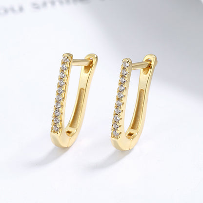 925 Sterling Silver Geometric U-shaped Earrings Women's Design Sense-Jewearrings