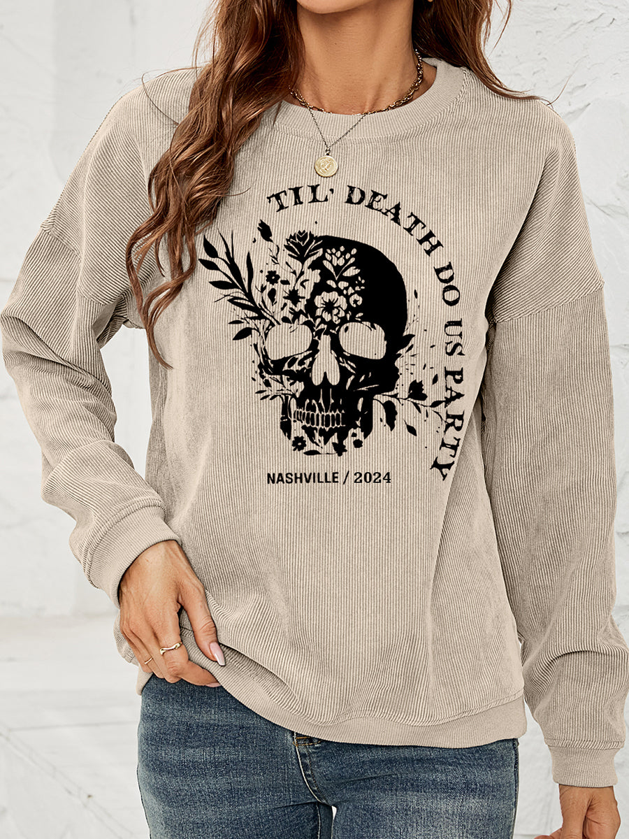 Skull Graphic Dropped Shoulder Sweatshirt-Jewearrings