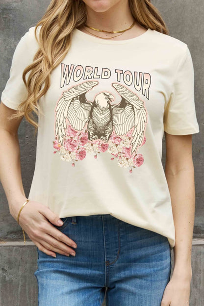 Simply Love Full Size WORLD TOUR Eagle Graphic Cotton Tee-Jewearrings