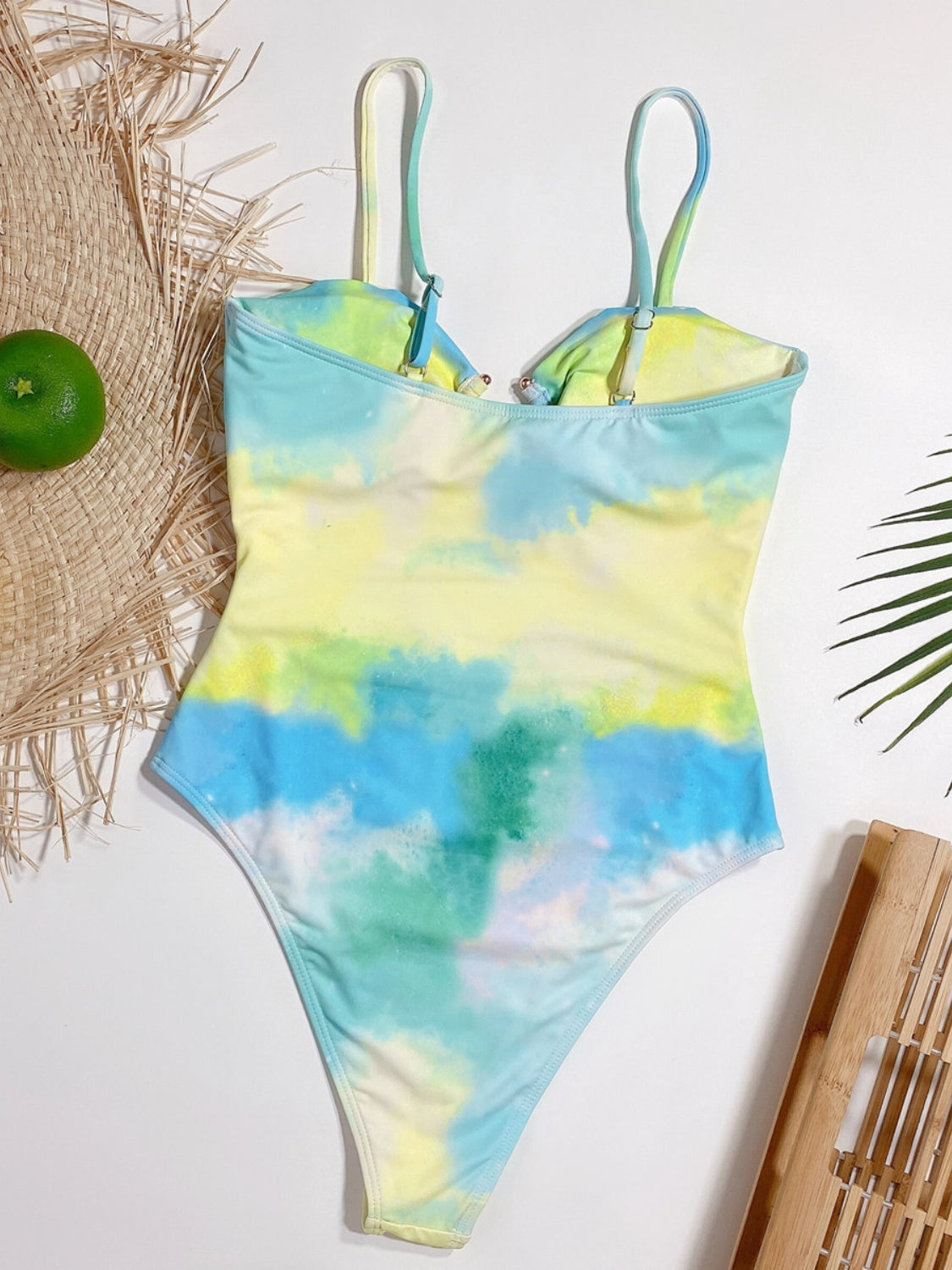 Cutout Tie-Dye Spaghetti Strap One-Piece Swimwear-Jewearrings