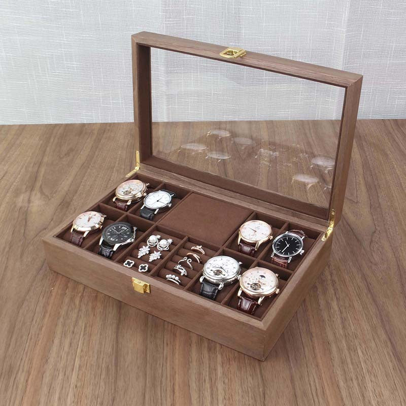 Wooden Vintage Necklace Ring Stud Earrings Jewelry Box-Jewearrings