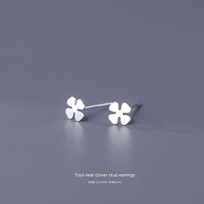 S999 Pure Silver Stud Earrings For Women Simple-Jewearrings