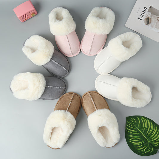 Faux Suede Center Seam Slippers-Jewearrings