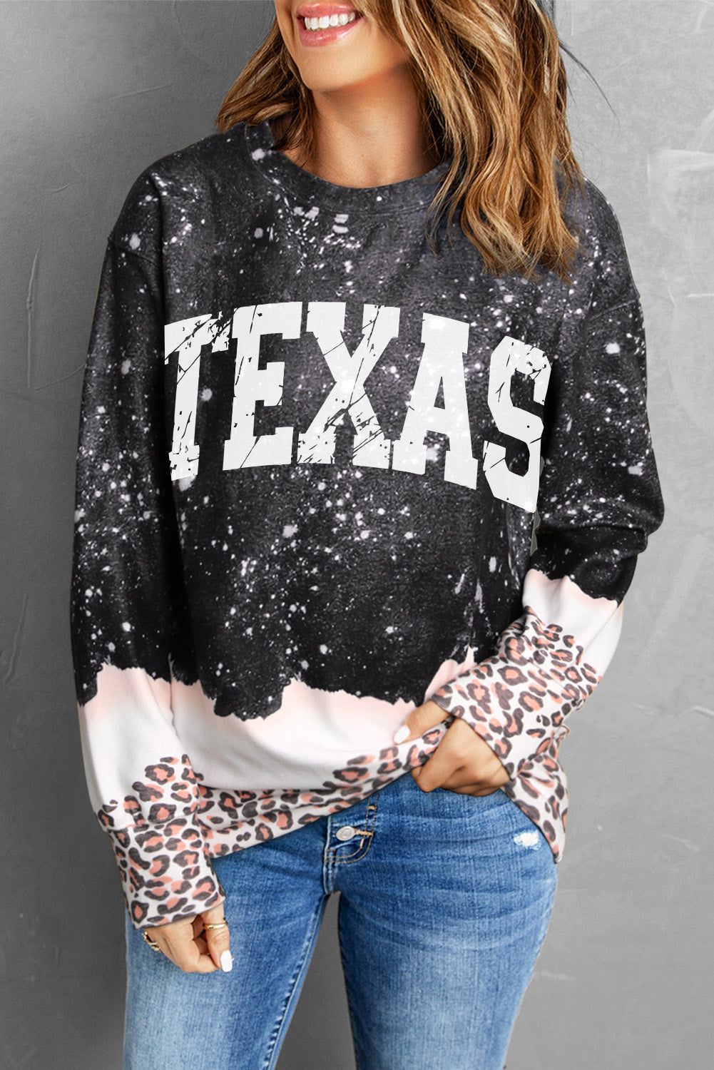 TEXAS Graphic Leopard Sweatshirt-Jewearrings