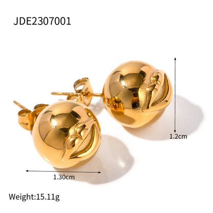 Fashion Lip Shape Ball Stud Earrings High-grade Simple Titanium Steel Earrings-Jewearrings